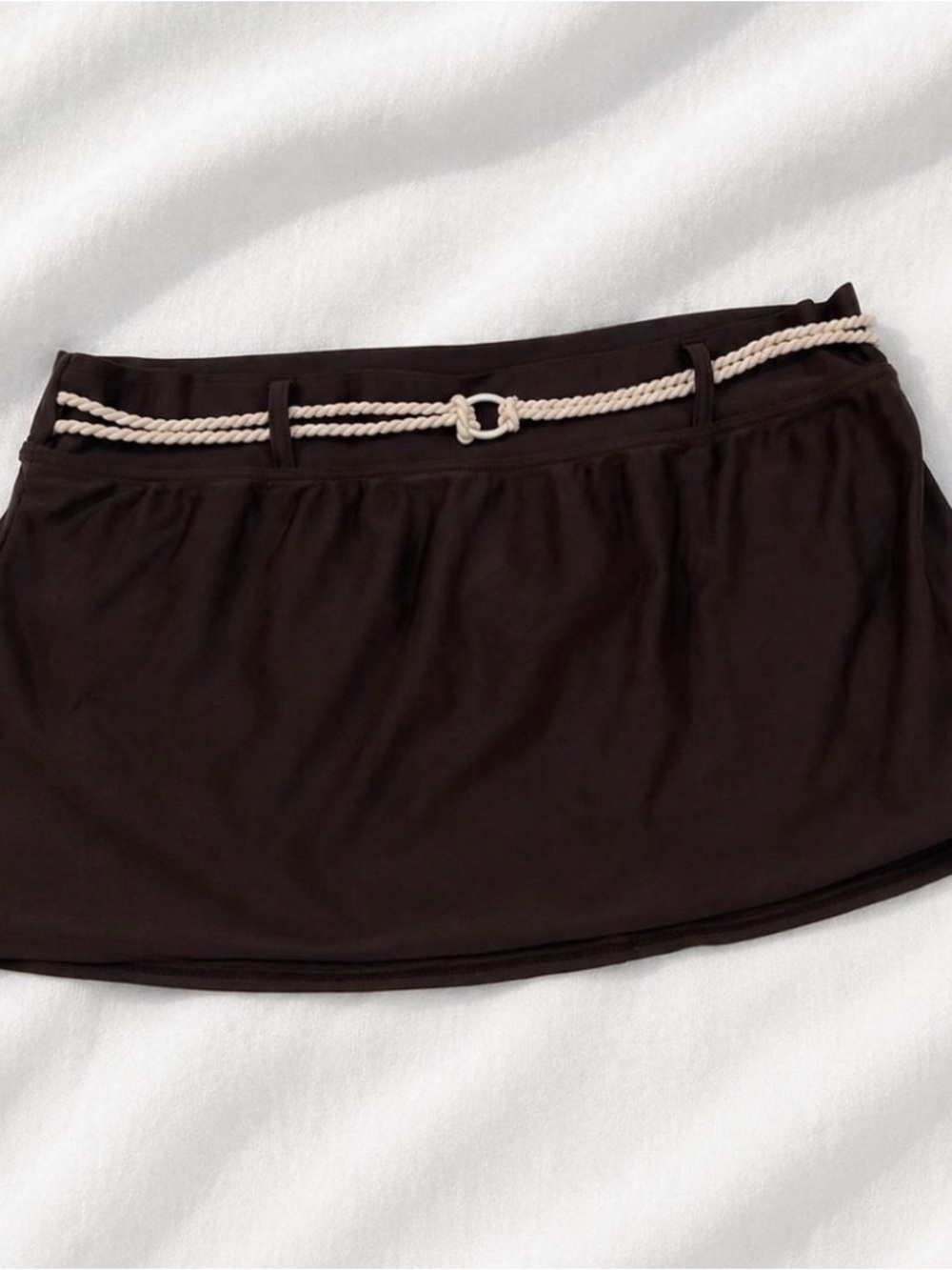 American Vintage Dark Brown Mini Skirt with Cream Rope Belt